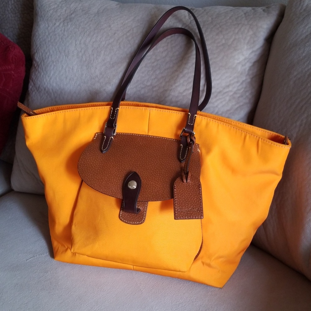 Dooney & Bourke orange canvas & leather tote